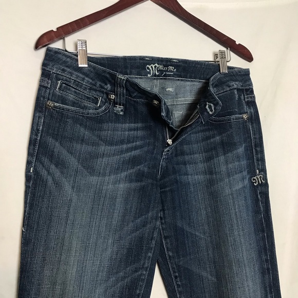 Miss Me Embroidered Cross Rhinestones Whiskered 5 Pocket Boot Cut Jeans Sz 31 - Picture 5 of 10